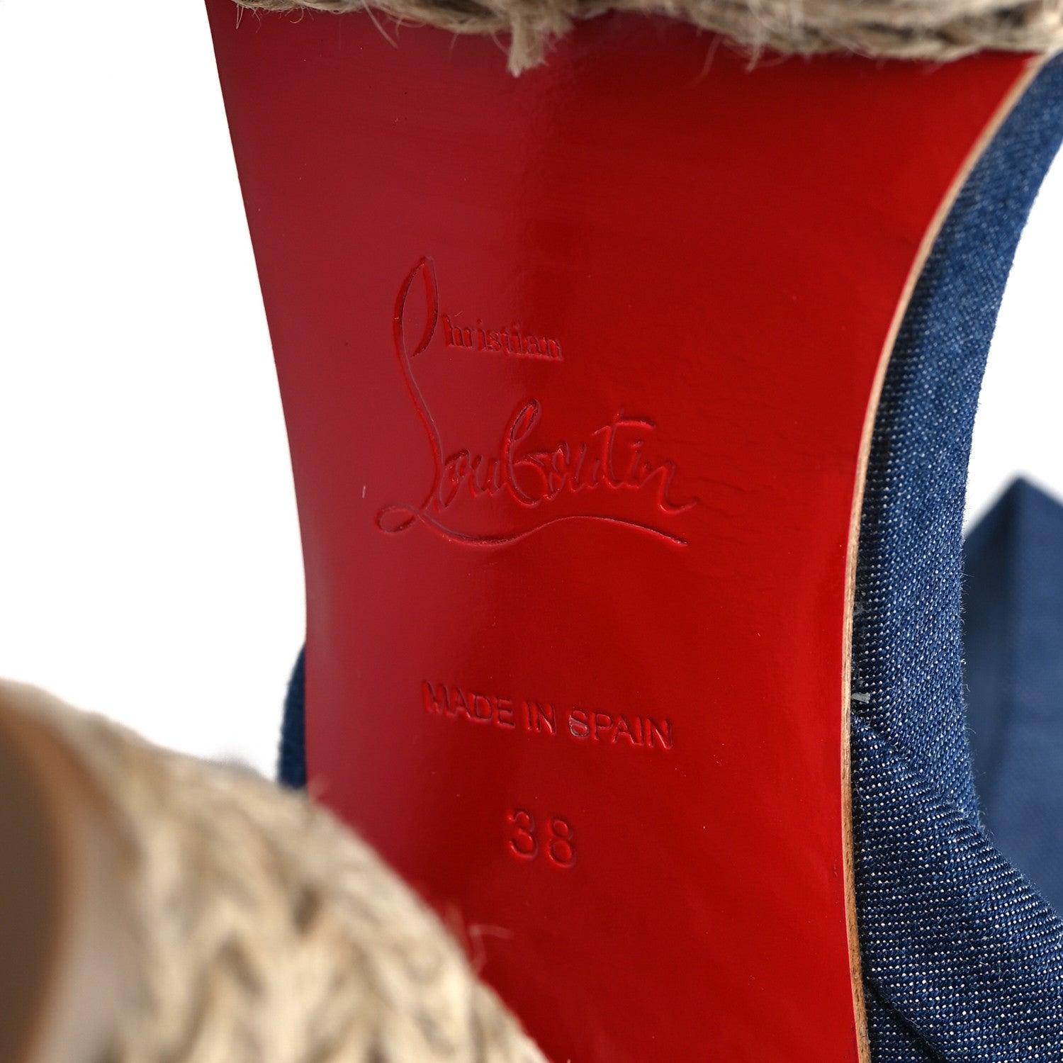 Christian Louboutin Denim Mariza Du Desert 130 Sandals 38 Blue Naturel 6 of 8