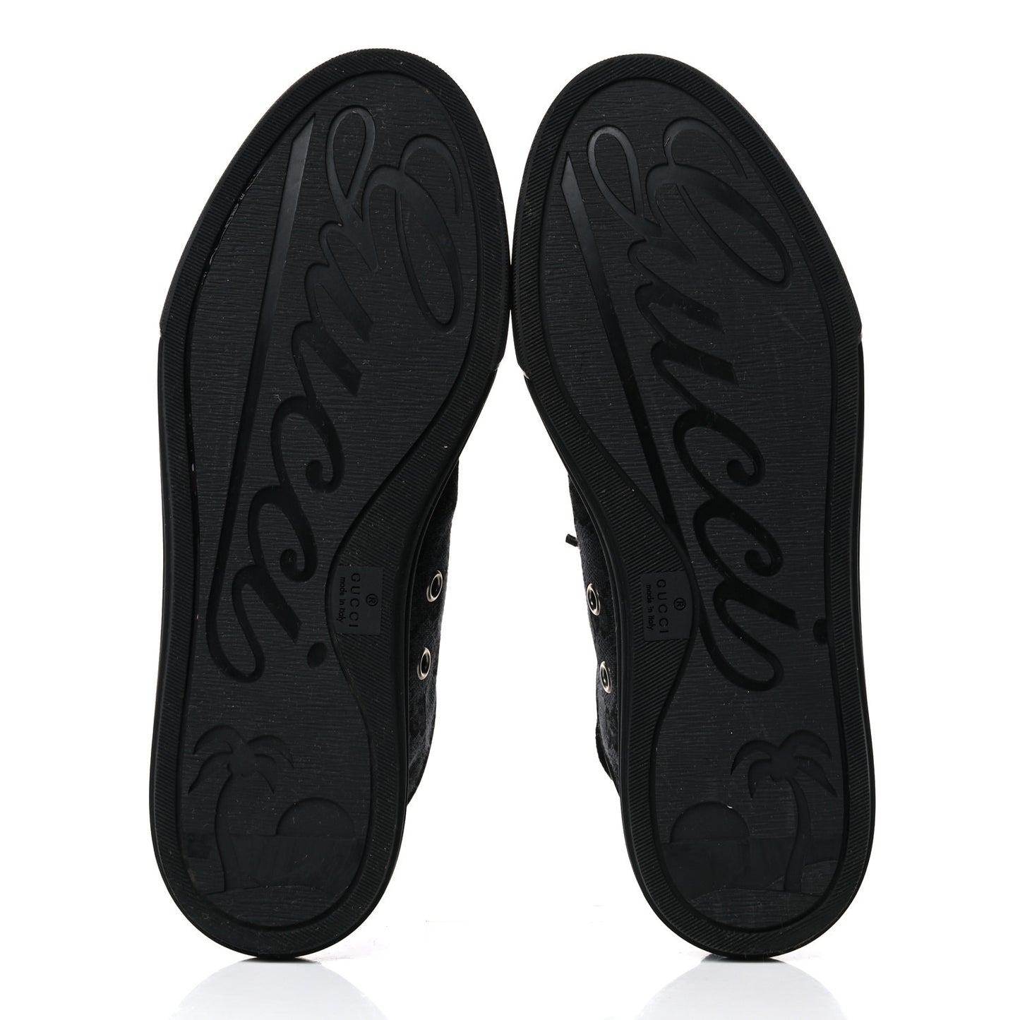 GG Monogram Calfskin Womens Low Top Sneakers 36 Piombo Black