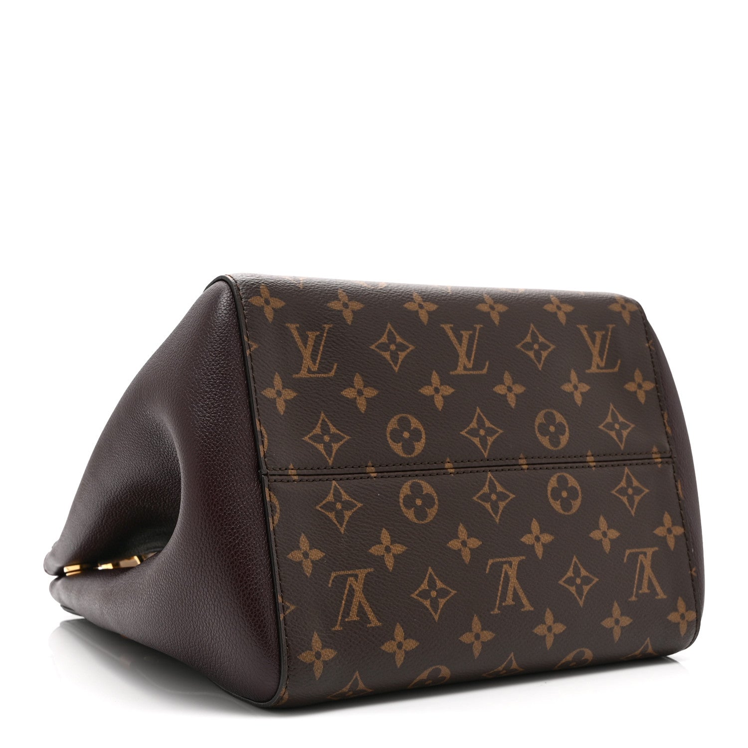 Louis Vuitton Calfskin Monogram Fold Tote MM Black Wine Cream 4 of 9