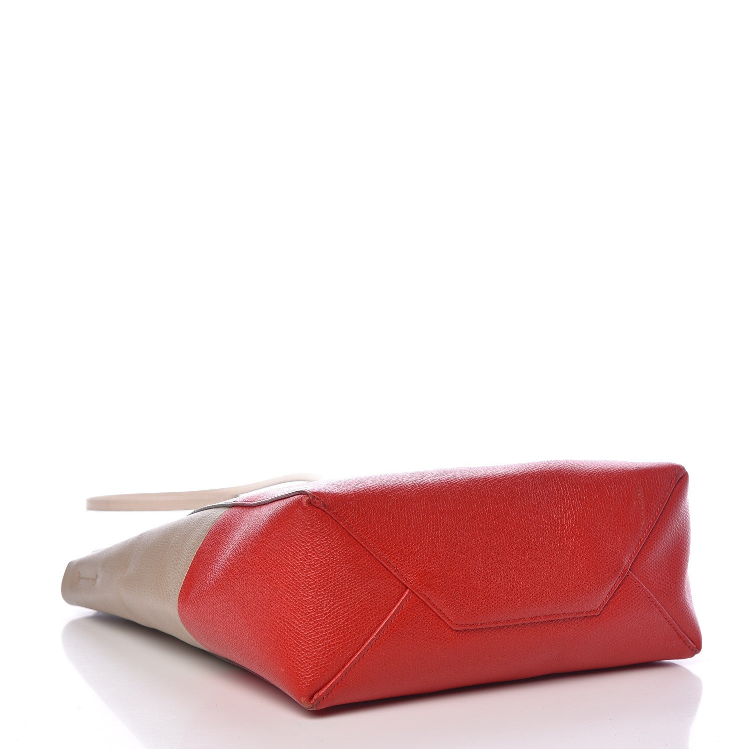 Celine Grained Calfskin Small Vertical Bi-Cabas Beige Red 5 of 17