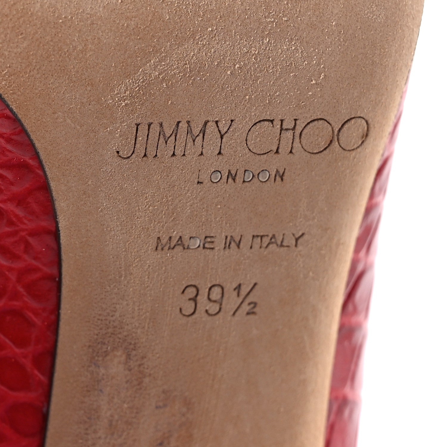 Jimmy Choo Calfskin Crocodile Embossed Love 100 Pump 39.5 Red 7 of 7