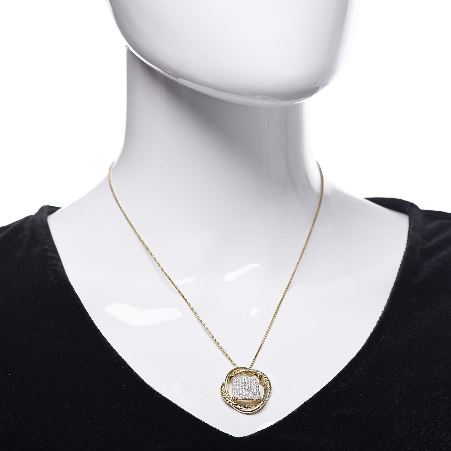 18K Yellow Gold Diamond 20mm Infinity Pendant Necklace