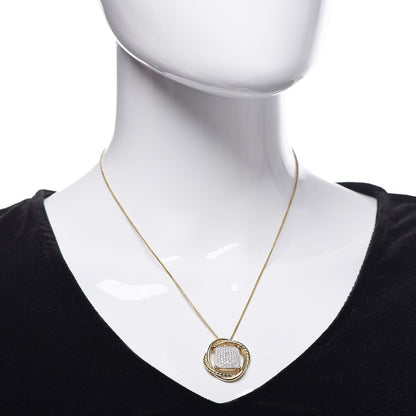 David Yurman 18K Yellow Gold Diamond 20mm Infinity Pendant Necklace 10 of 14