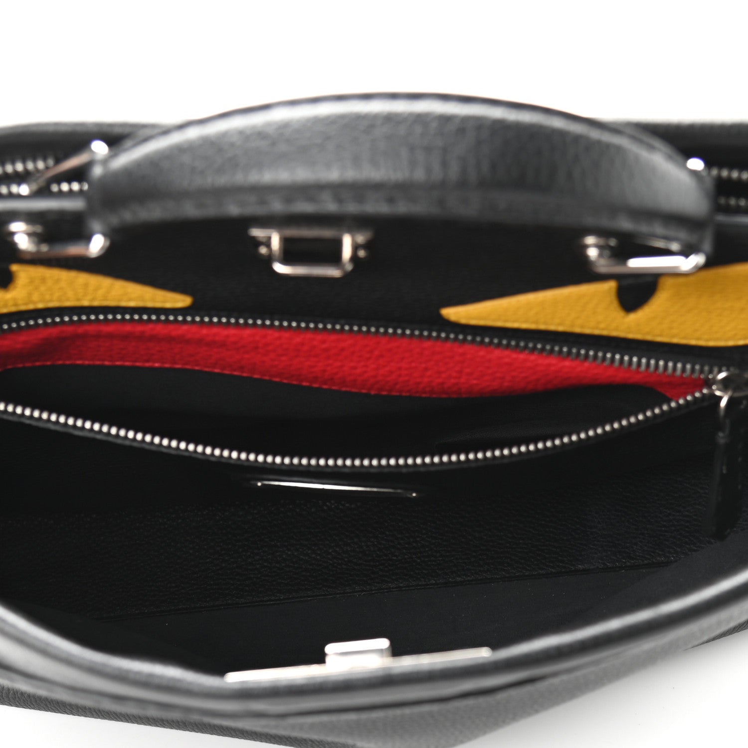 Fendi Cuoio Romano Selleria Monster Eyes Inlay Large Mens Peekaboo Iconic Essential Satchel Black Sunflower 7 of 13