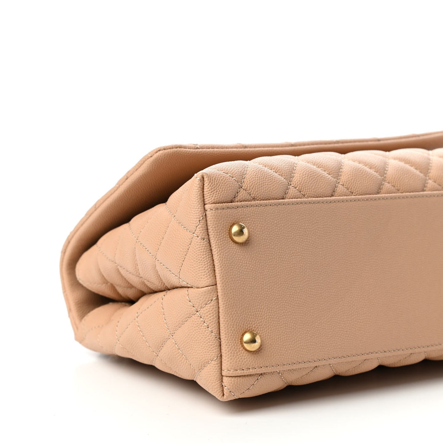 Caviar Lizard Embossed Quilted Small Coco Handle Flap Beige