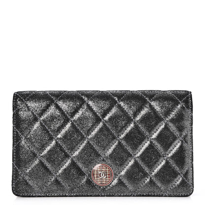 Chanel Iridescent Calfskin Quilted Tartan Button Yen Wallet Grey 1 of 7