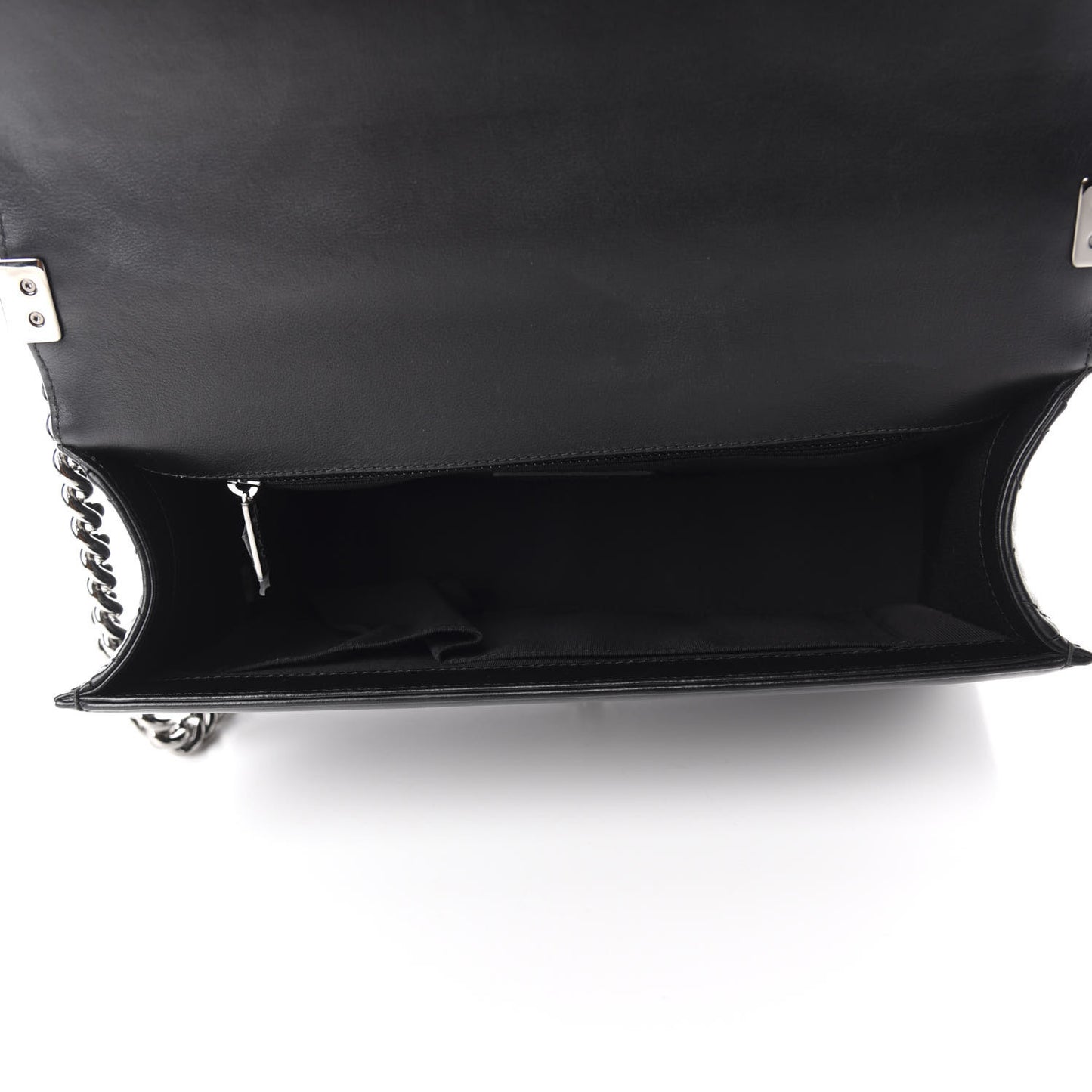 Calfskin Chevron Quilted Medium Boy Flap Black