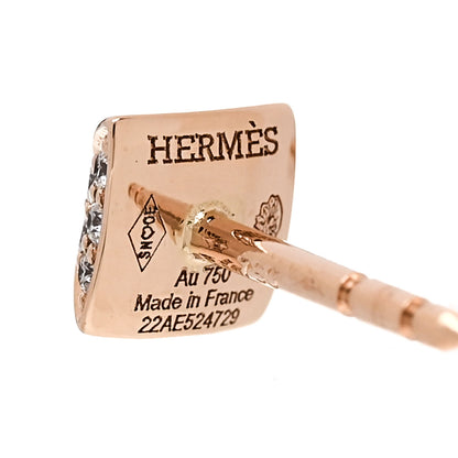 Hermes 18K Rose Gold Diamond Clou d'H Stud Earrings 4 of 5