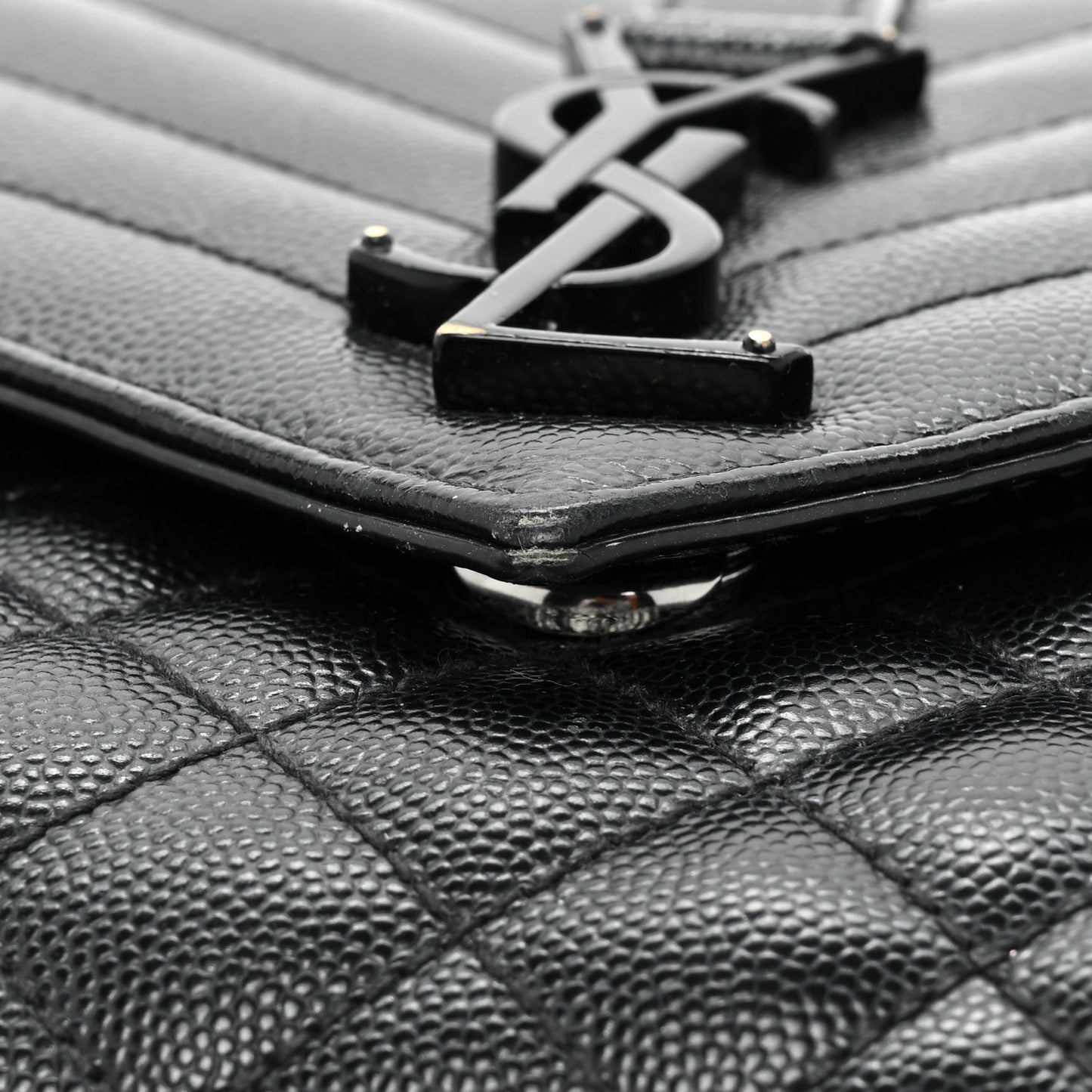 Grain De Poudre Textured Mixed Matelasse Triquilt Medium Monogram Monochrome Satchel Black