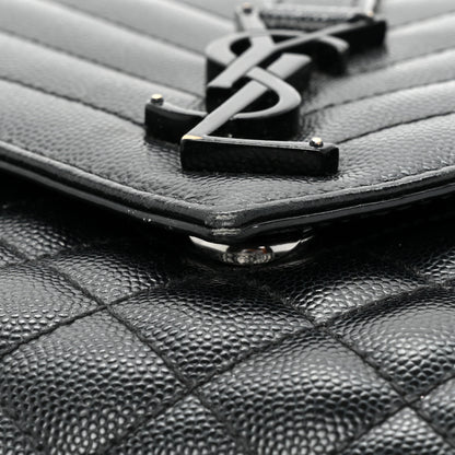 Saint Laurent Grain De Poudre Textured Mixed Matelasse Triquilt Medium Monogram Monochrome Satchel Black 12 of 15