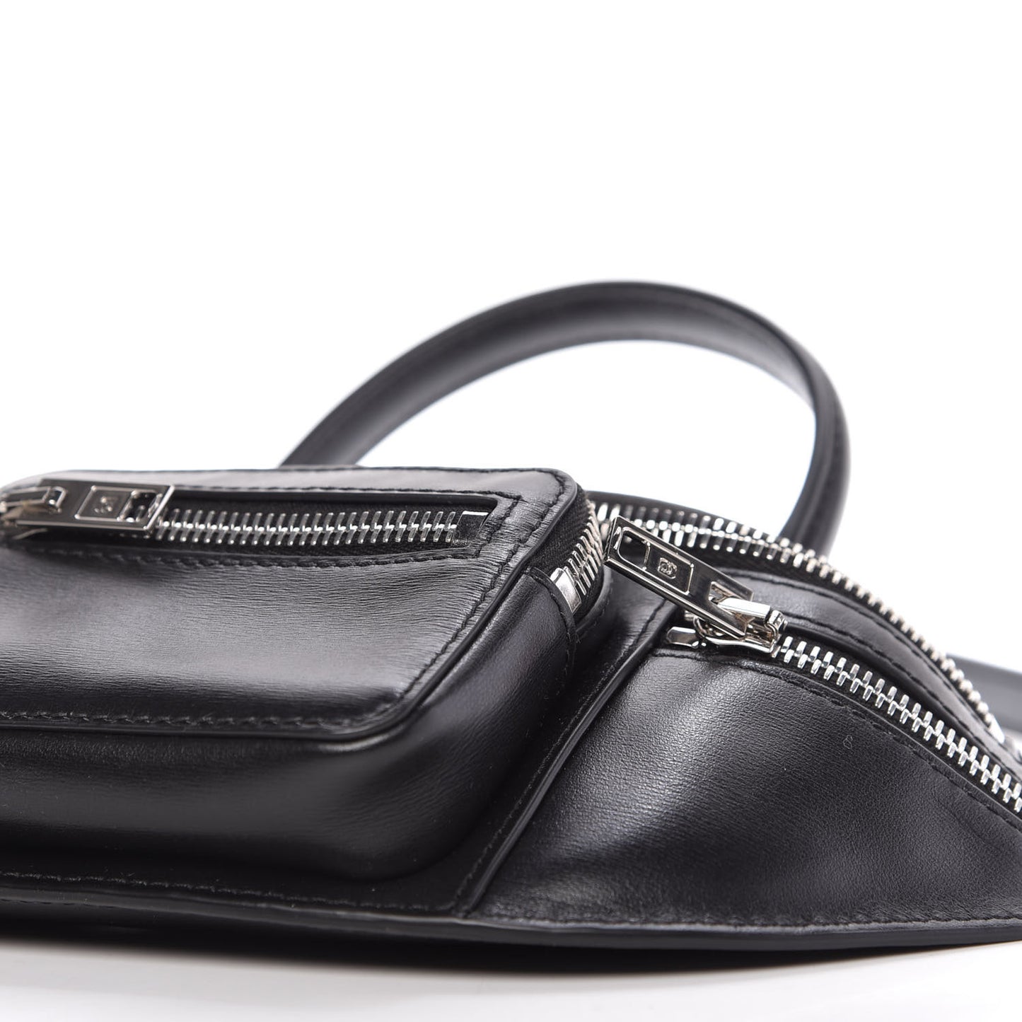 Calfskin Mini Attica Top Handle Belt Bag Black