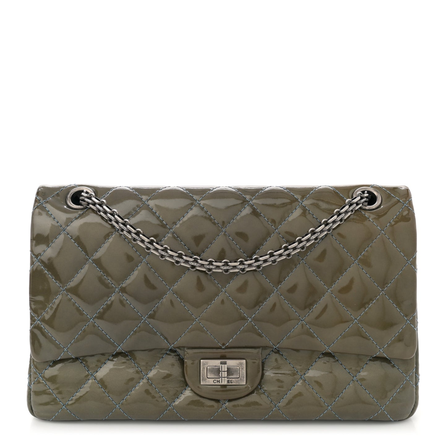 Patent Quilted 2.55 Reissue 226 Flap Green