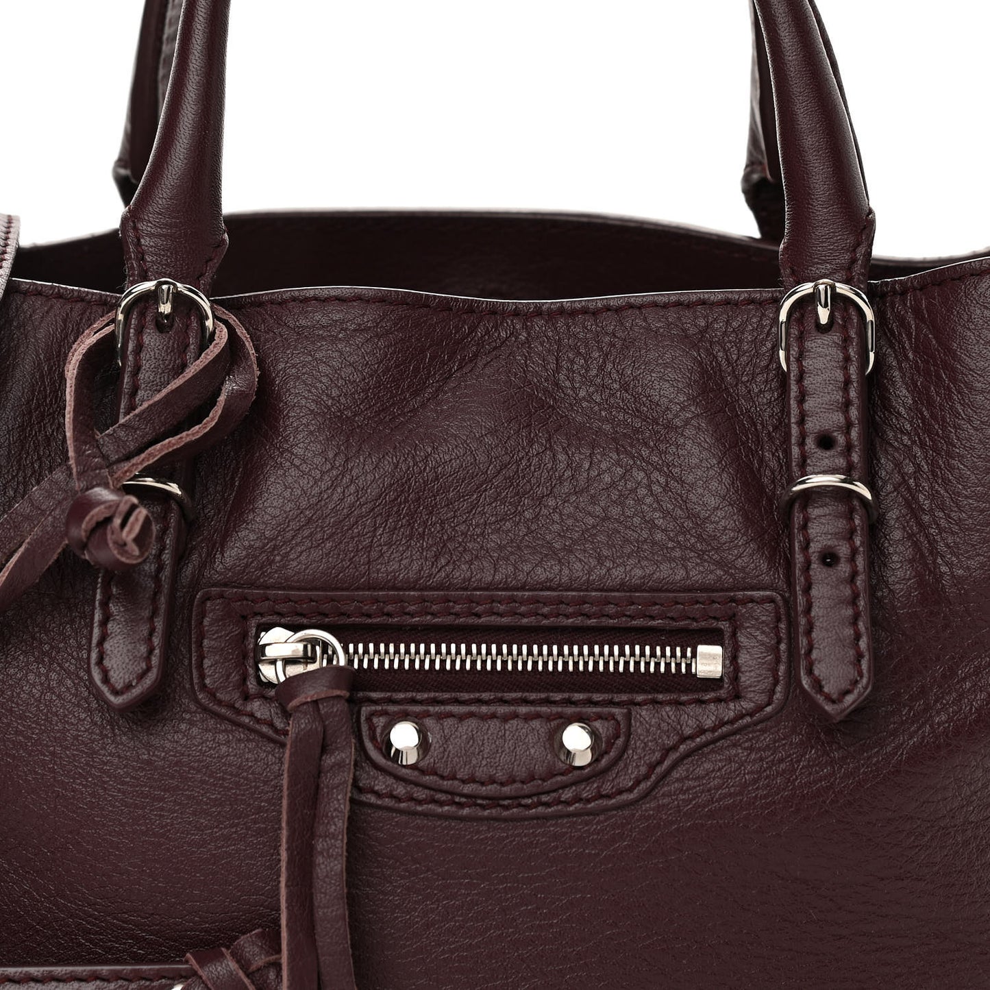 Calfskin Papier Mini A4 Zip Around Tote Rouge Aubergine