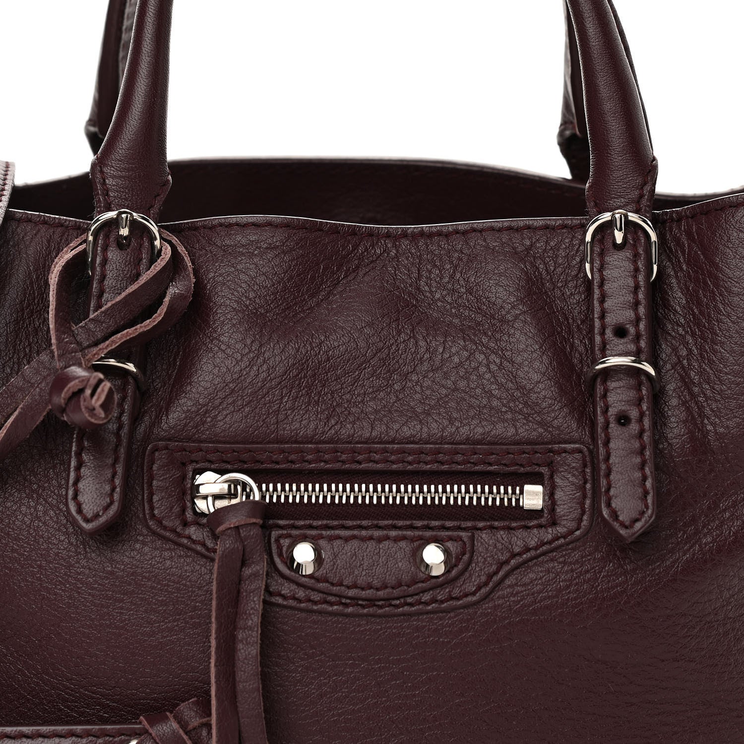 Balenciaga Calfskin Papier Mini A4 Zip Around Tote Rouge Aubergine 7 of 9