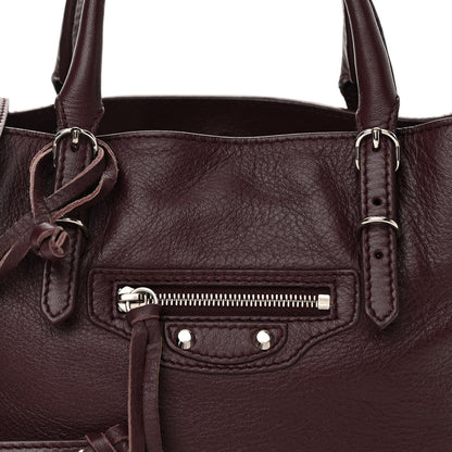 Balenciaga Calfskin Papier Mini A4 Zip Around Tote Rouge Aubergine 7 of 9