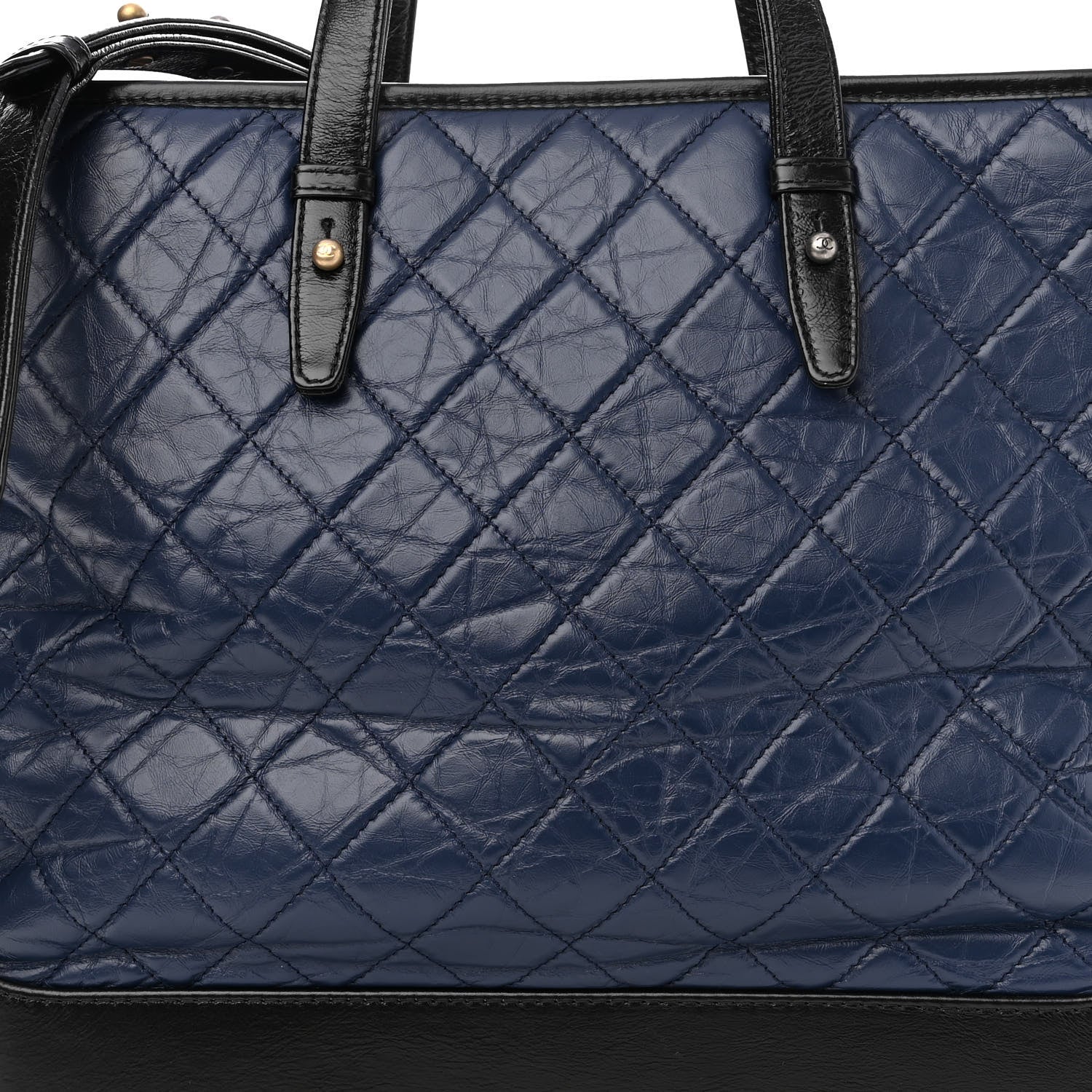 Chanel Aged Calfskin Quilted Large Gabrielle Shopping Tote Navy Black 8 of 11