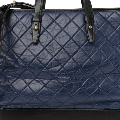 Chanel Aged Calfskin Quilted Large Gabrielle Shopping Tote Navy Black 8 of 11