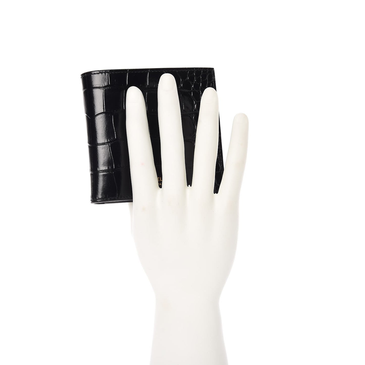 Crocodile Embossed Calfskin Bi-Fold Wallet Black