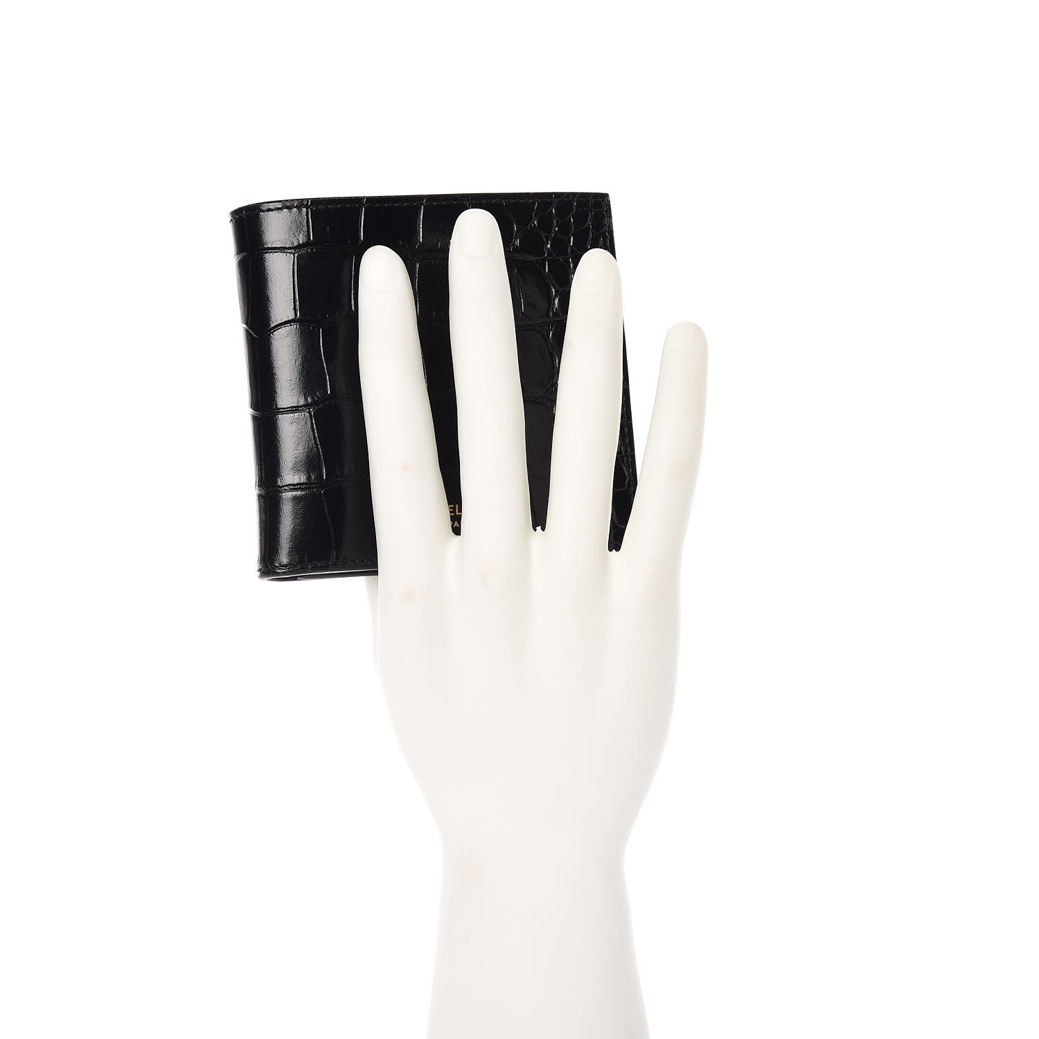 Celine Crocodile Embossed Calfskin Bi-Fold Wallet Black 2 of 9