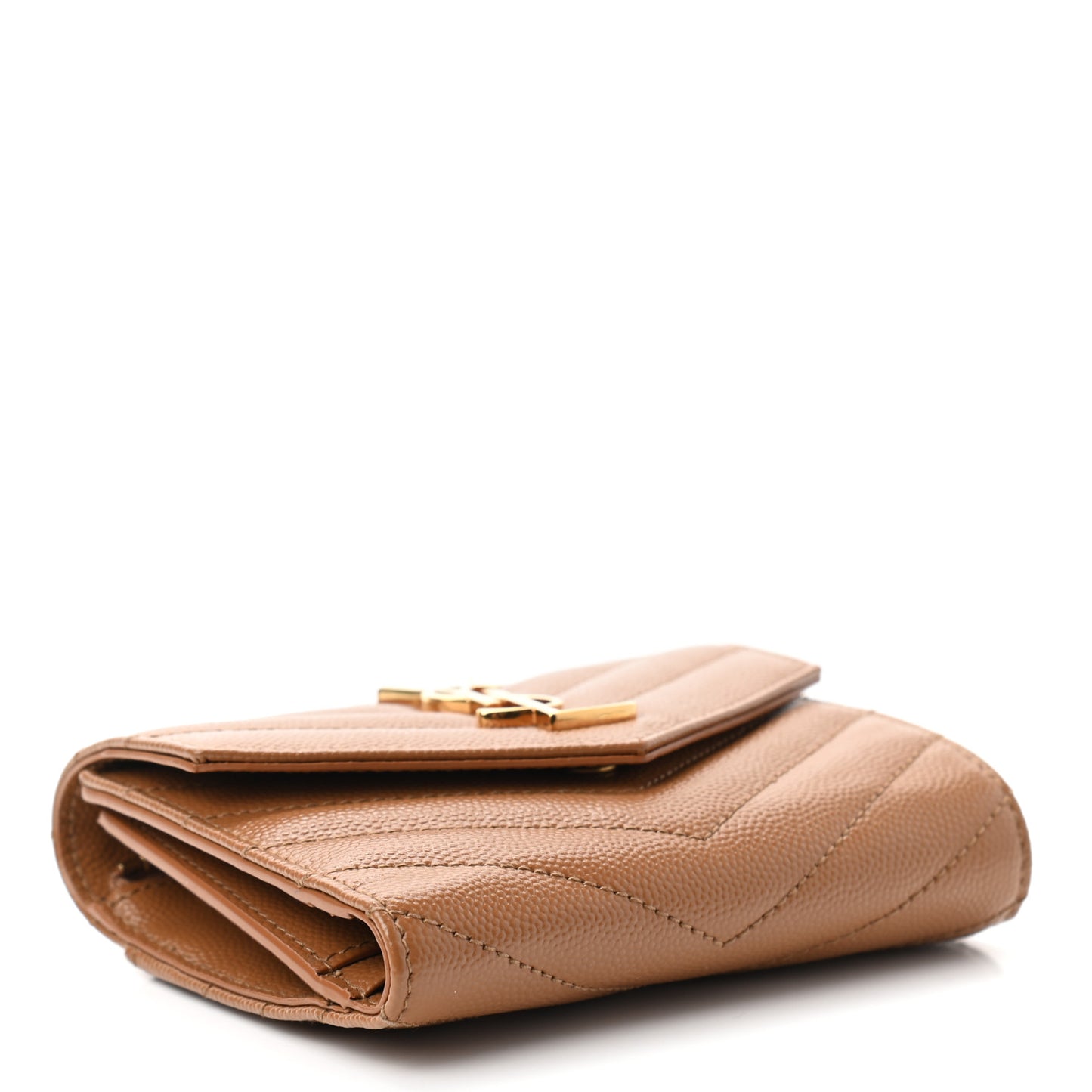 Grain De Poudre Matelasse Chevron Small Monogram Envelope Wallet Natural Dark