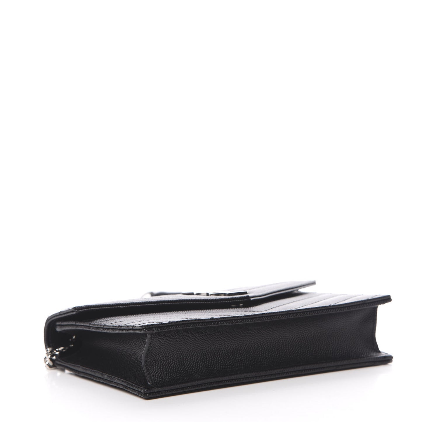 Grain De Poudre Matelasse Chevron Monogram Envelope Chain Wallet Black