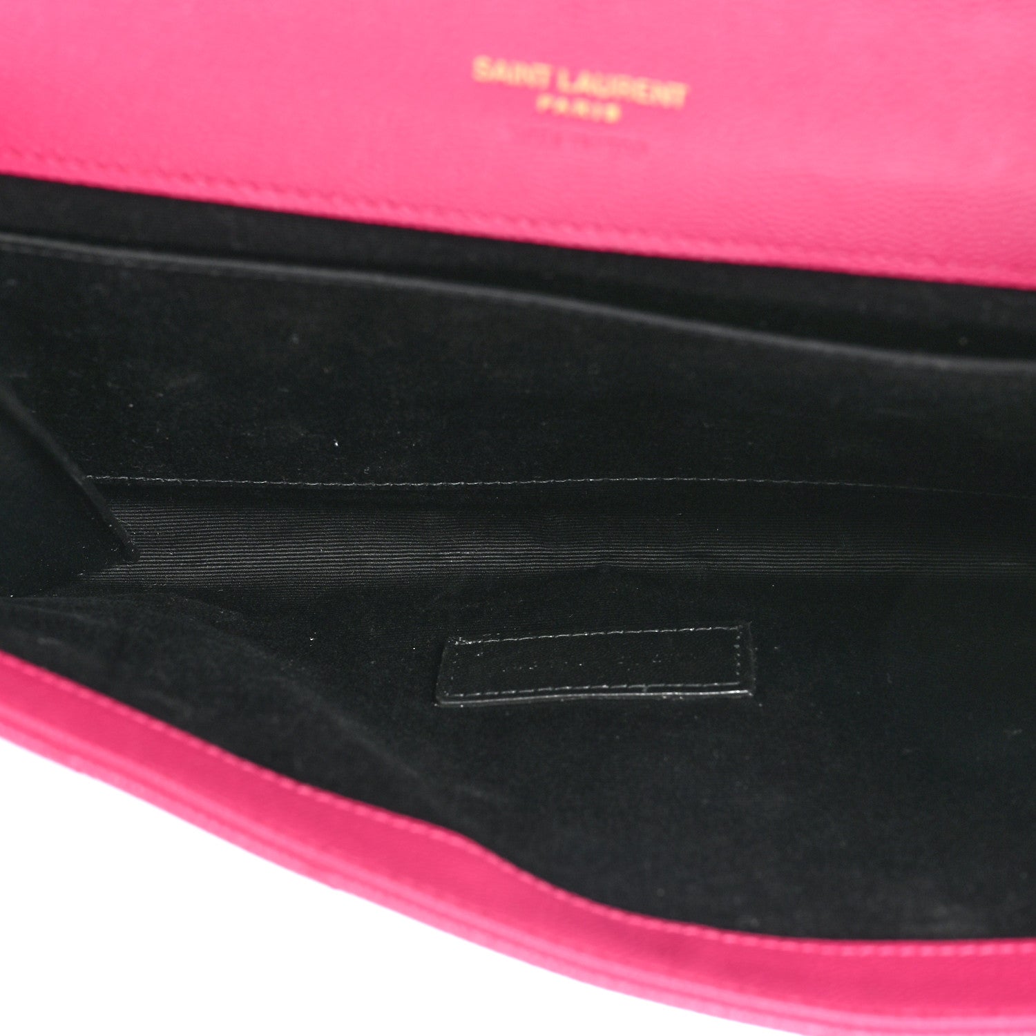 Saint Laurent Grain De Poudre Matelasse Chevron Monogram Envelope Clutch Fuchsia 5 of 10