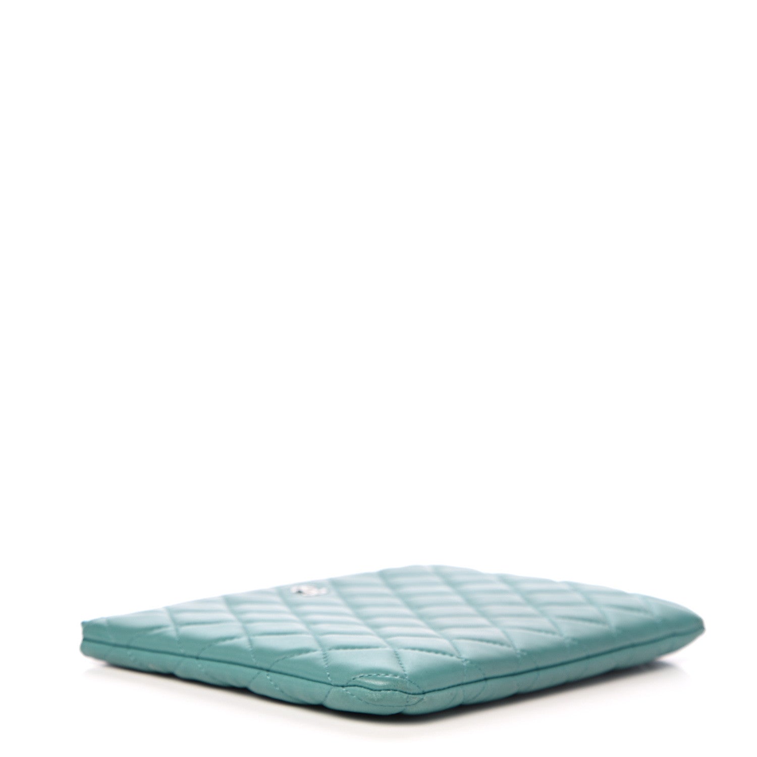 Chanel Lambskin Quilted Medium Cosmetic Case Turquoise 3 of 7