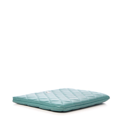 Chanel Lambskin Quilted Medium Cosmetic Case Turquoise 3 of 7
