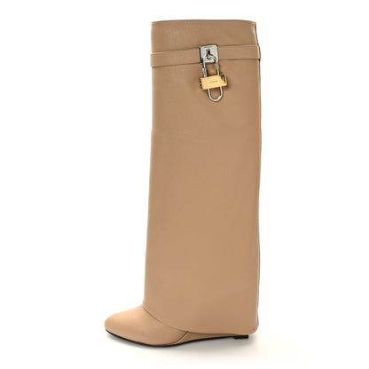 Givenchy Calfskin Shark Lock Pant Boots 40 Beige 1 of 7