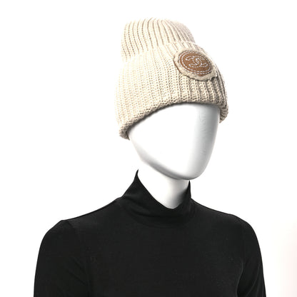 Chanel Wool Cashmere CC Beanie Hat White 2 of 6