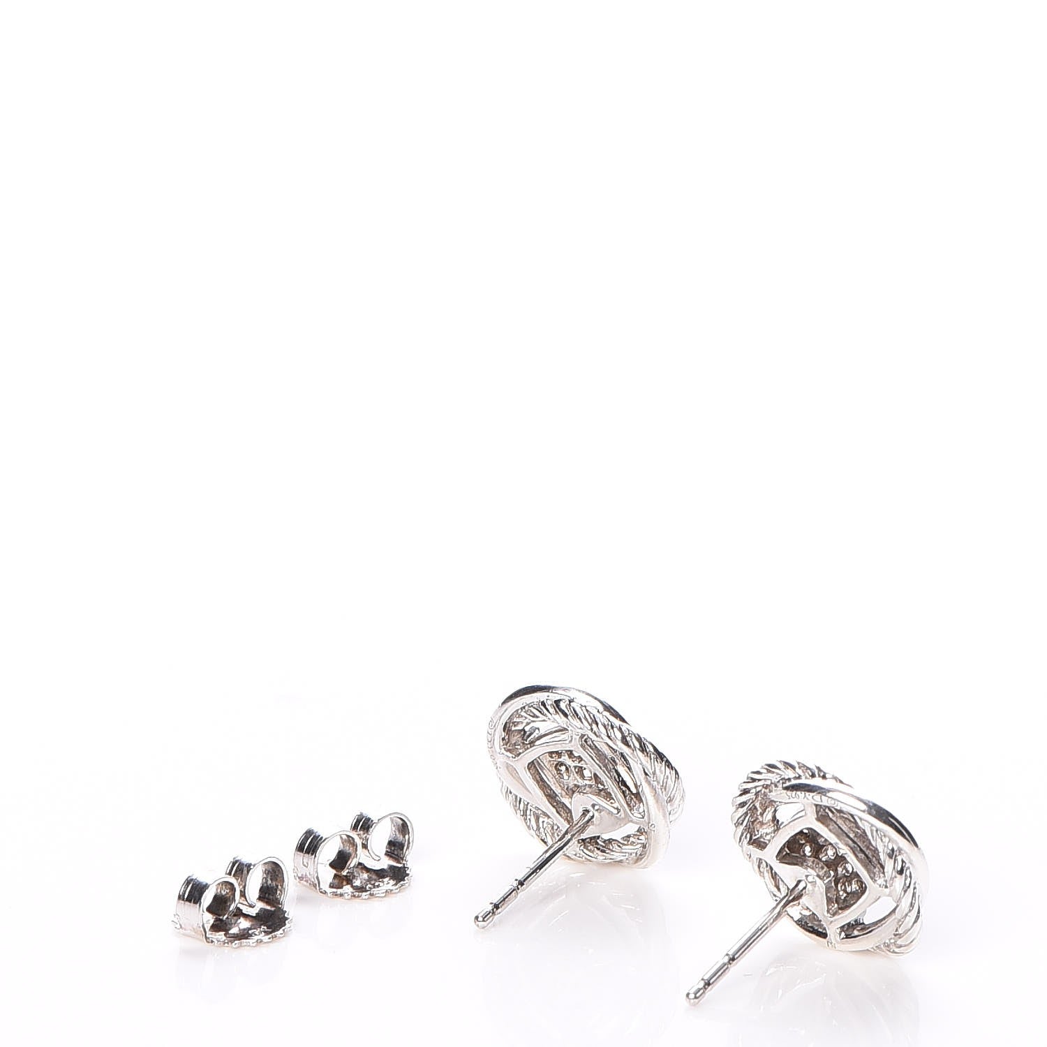 David Yurman Sterling Silver Diamond 13mm Infinity Earrings 3 of 6