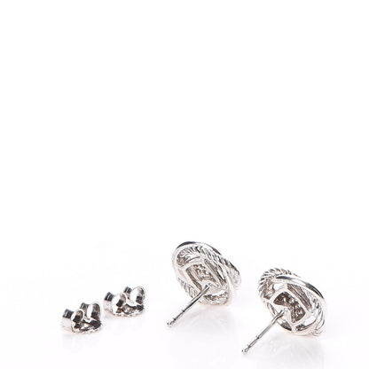 David Yurman Sterling Silver Diamond 13mm Infinity Earrings 3 of 6