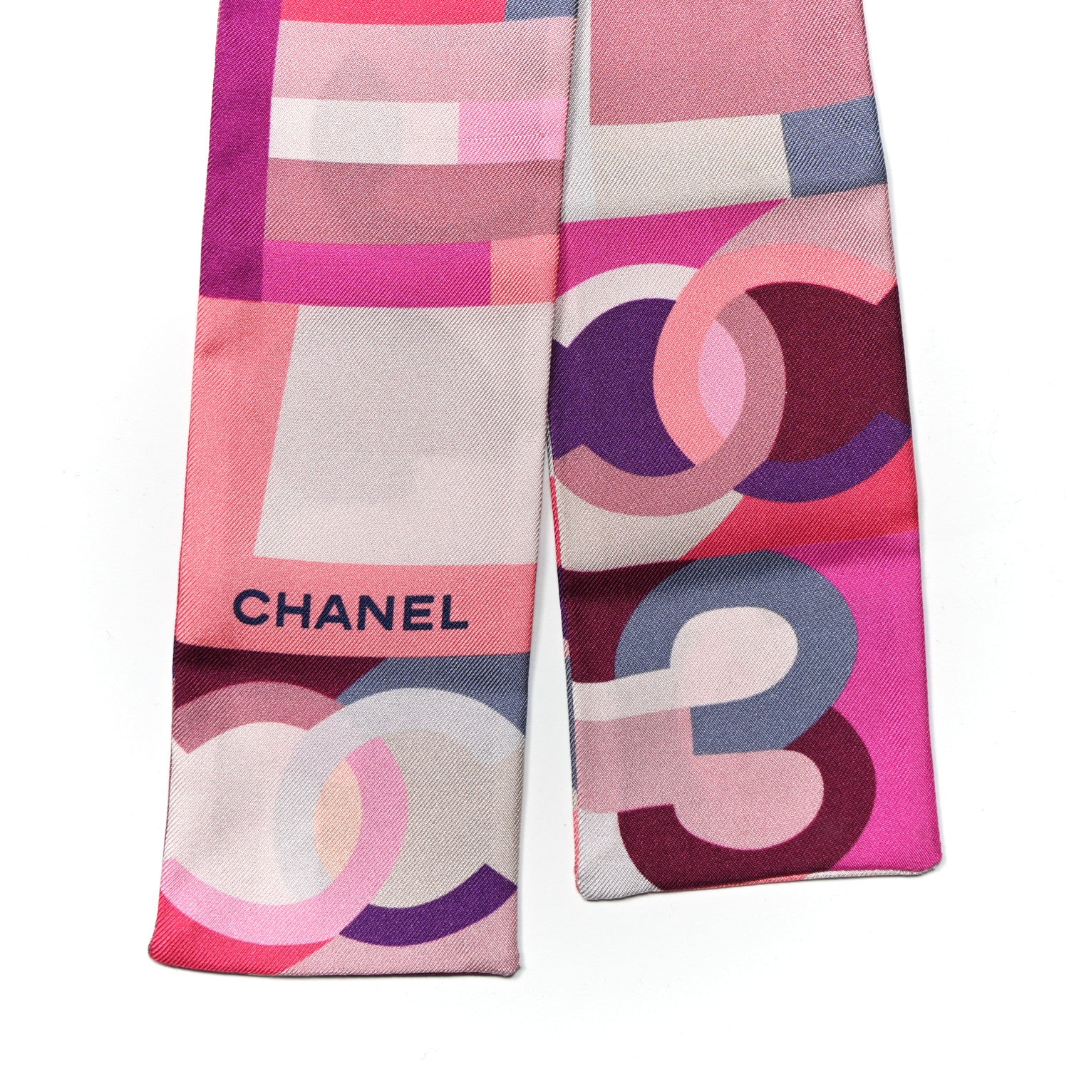 Chanel Silk CC Slim Bandeau Pink Purple Beige 2 of 3