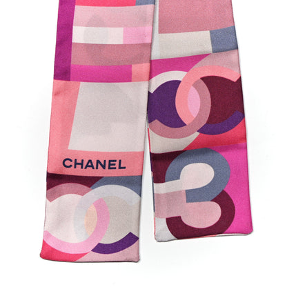 Chanel Silk CC Slim Bandeau Pink Purple Beige 2 of 3
