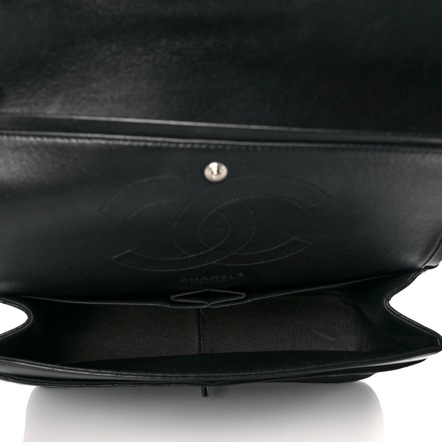 Lambskin Chevron Quilted Jumbo Double Flap So Black