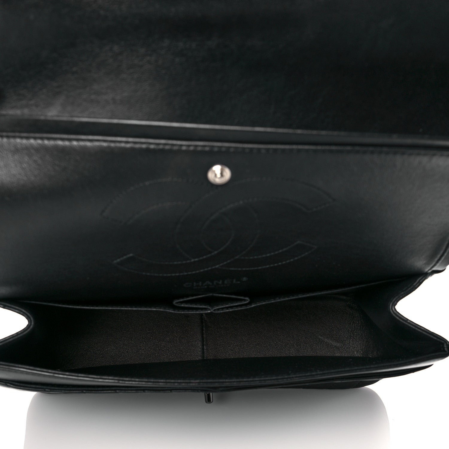 Chanel Lambskin Chevron Quilted Jumbo Double Flap So Black 5 of 11