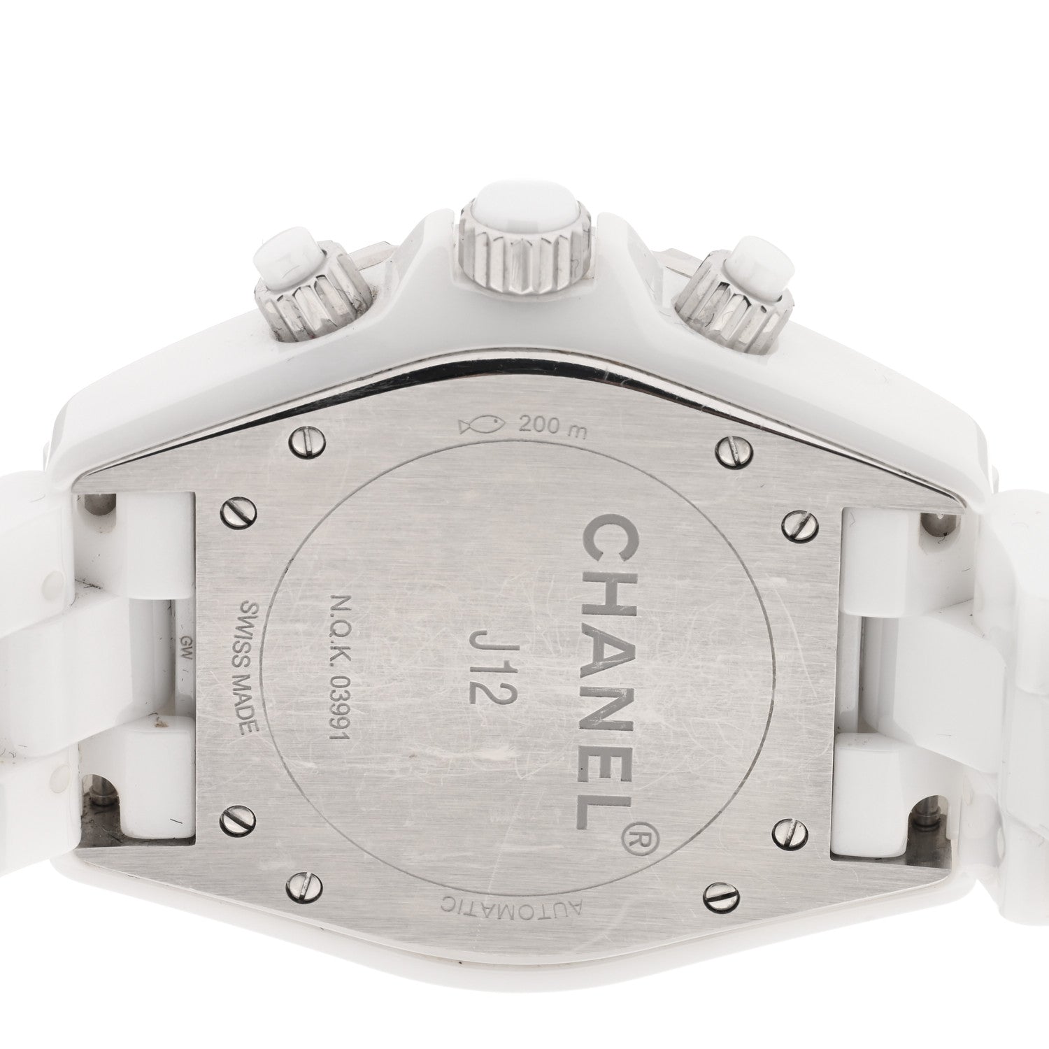 Chanel Stainless Steel Ceramic Diamond 41mm J12 Chronograph Automatic Watch White 4 of 5