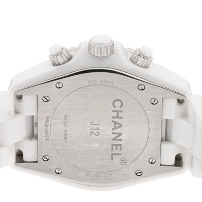 Chanel Stainless Steel Ceramic Diamond 41mm J12 Chronograph Automatic Watch White 4 of 5