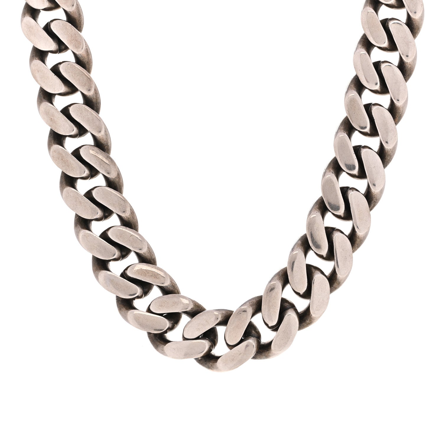 Saint Laurent Metal Curb Chain Necklace Oxidized Silver 4 of 5