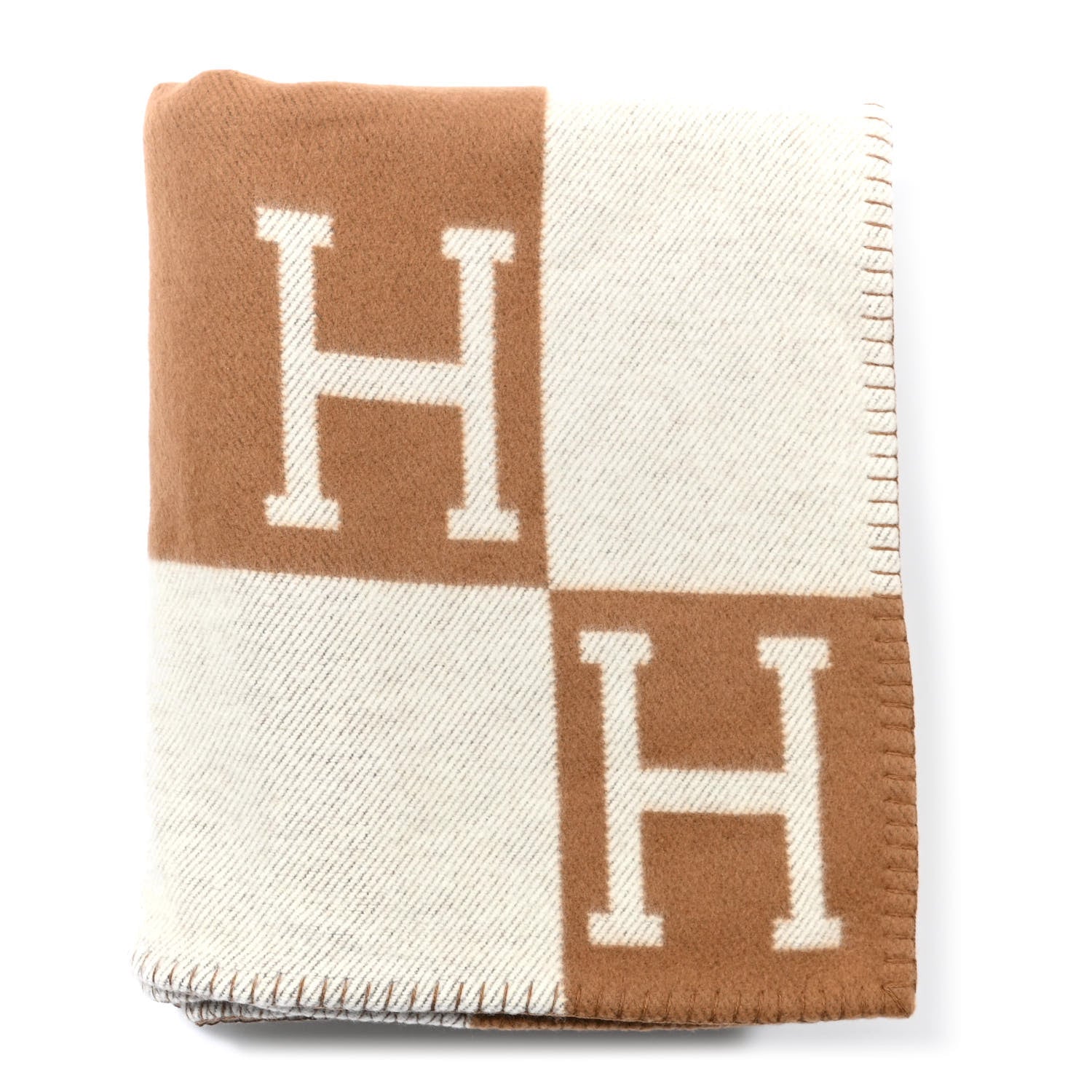 Hermes Wool Cashmere Avalon Blanket Ecru Camel 1 of 3