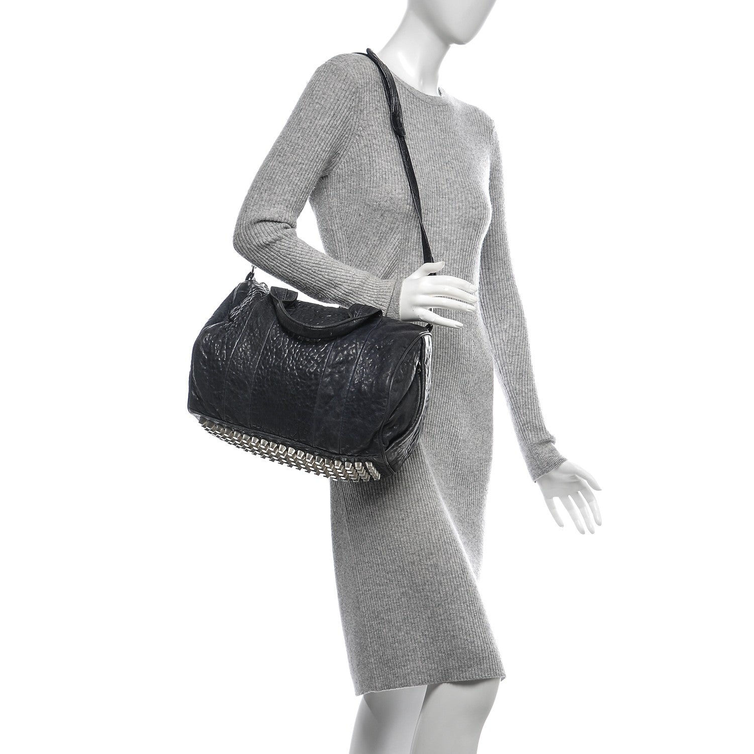 Alexander Wang Pebbled Lambskin Rocco Navy 2 of 6