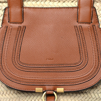 Chloe Raffia Small Grain Calfskin Medium Marcie Basket Tan 7 of 12
