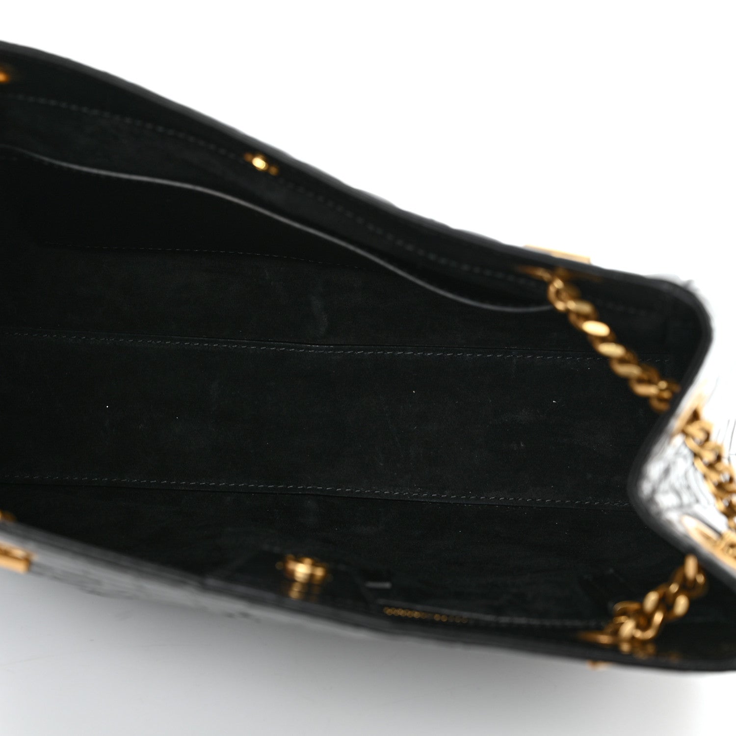 Saint Laurent Shiny Calfskin Crocodile Embossed Claude Tote Black 5 of 12