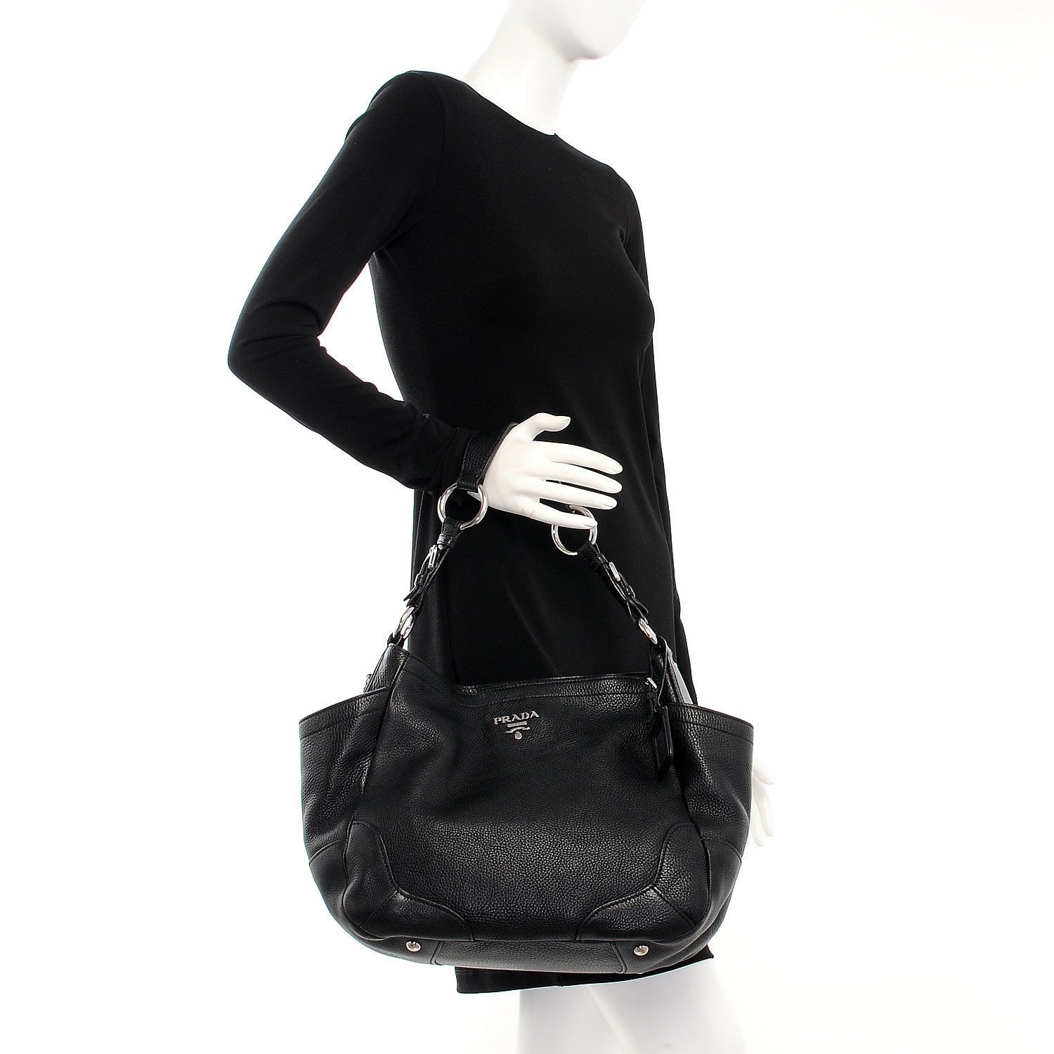 Prada Vitello Daino Side Pocket Hobo Nero Black 2 of 17