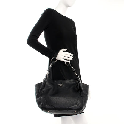 Prada Vitello Daino Side Pocket Hobo Nero Black 2 of 17