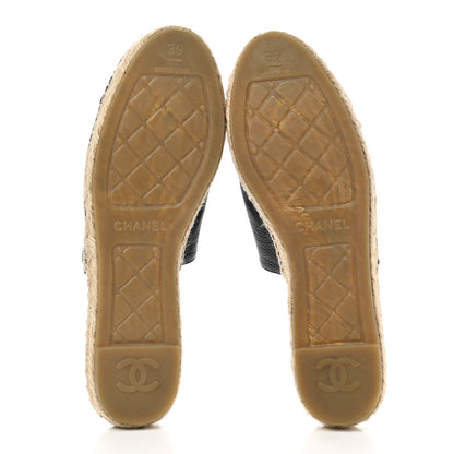 Chanel Calfskin CC Espadrille Mules 39 Black 5 of 10