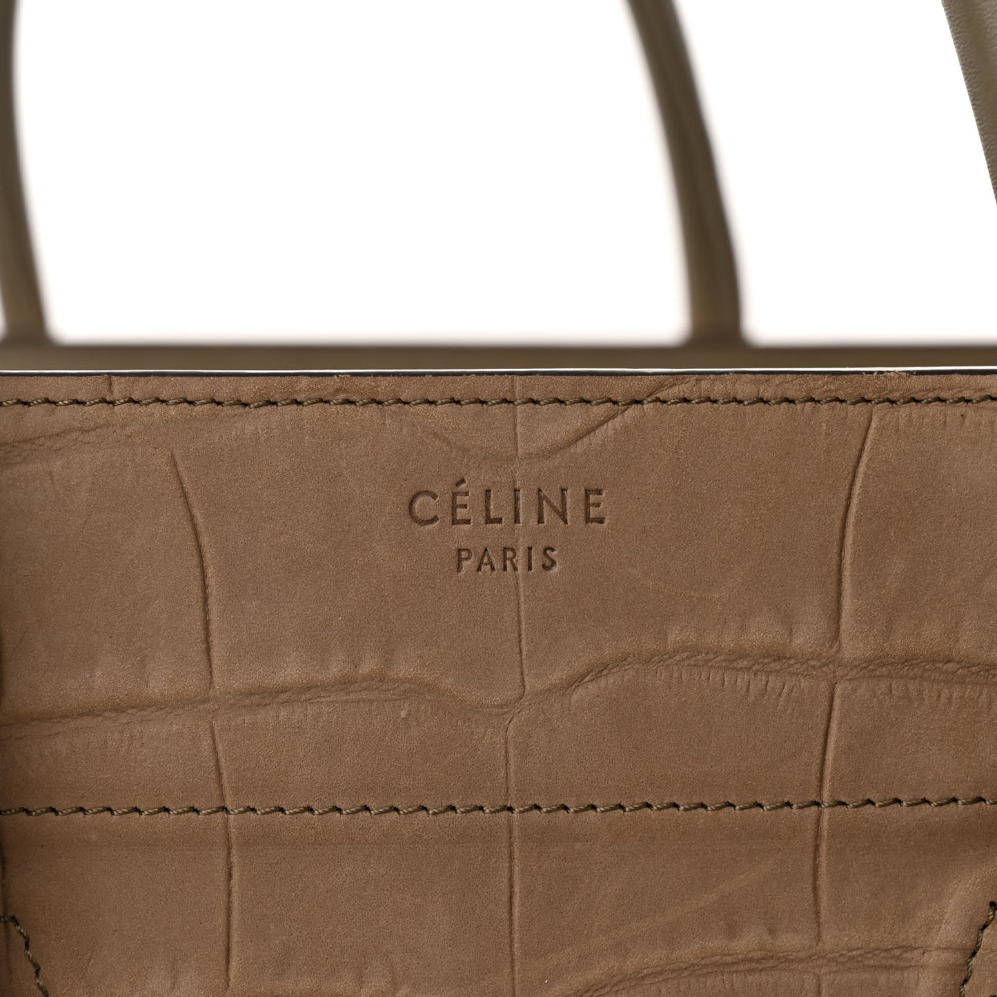 Crocodile Embossed Nubuck Medium Phantom Luggage Beige