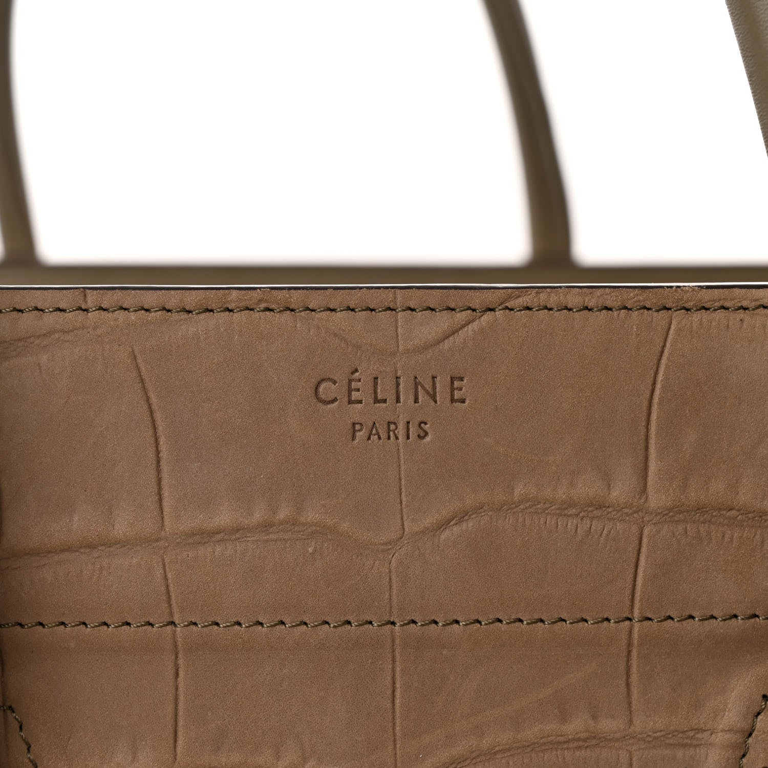 Celine Crocodile Embossed Nubuck Medium Phantom Luggage Beige 6 of 12