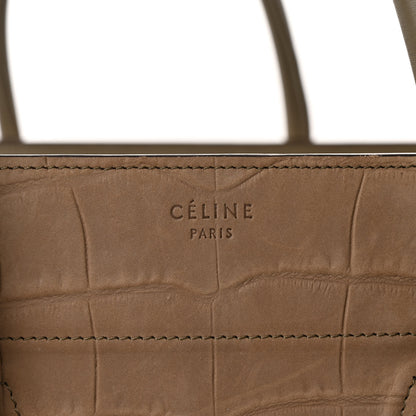 Celine Crocodile Embossed Nubuck Medium Phantom Luggage Beige 6 of 12