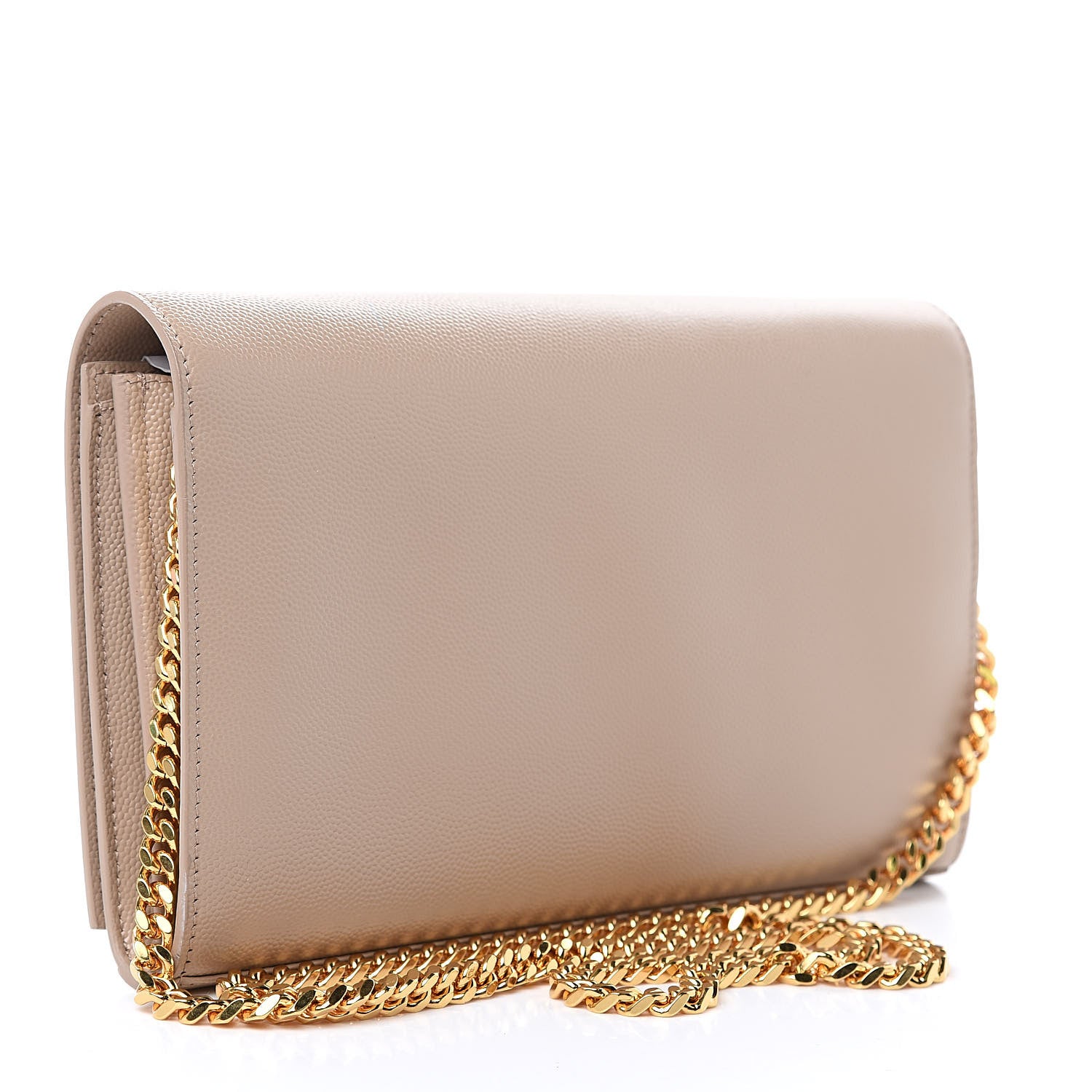 Saint Laurent Grain De Poudre Monogram Chain Wallet Dark Beige 3 of 10